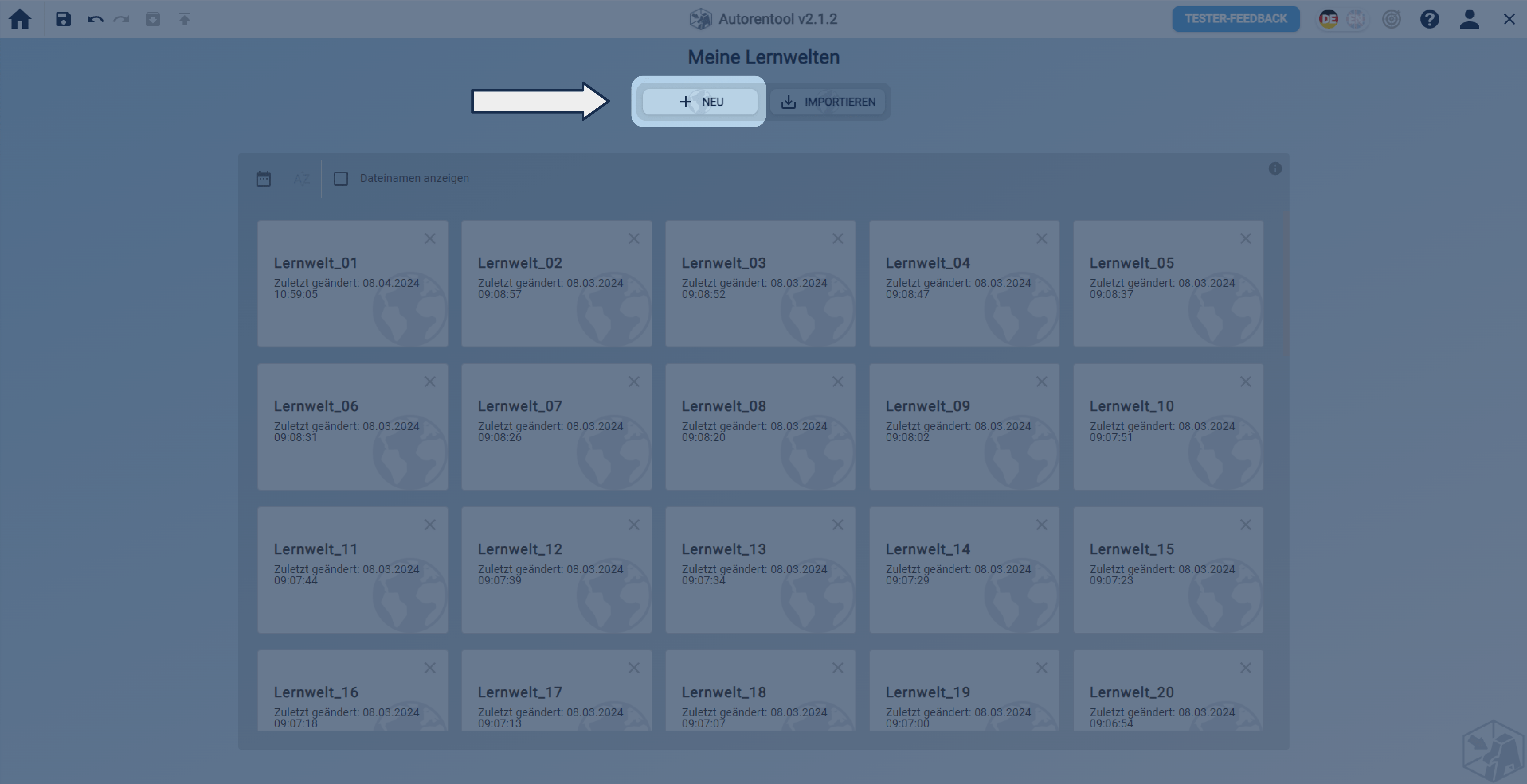 LernweltErstellenButtonCallout LernweltErstellenButtonCallout