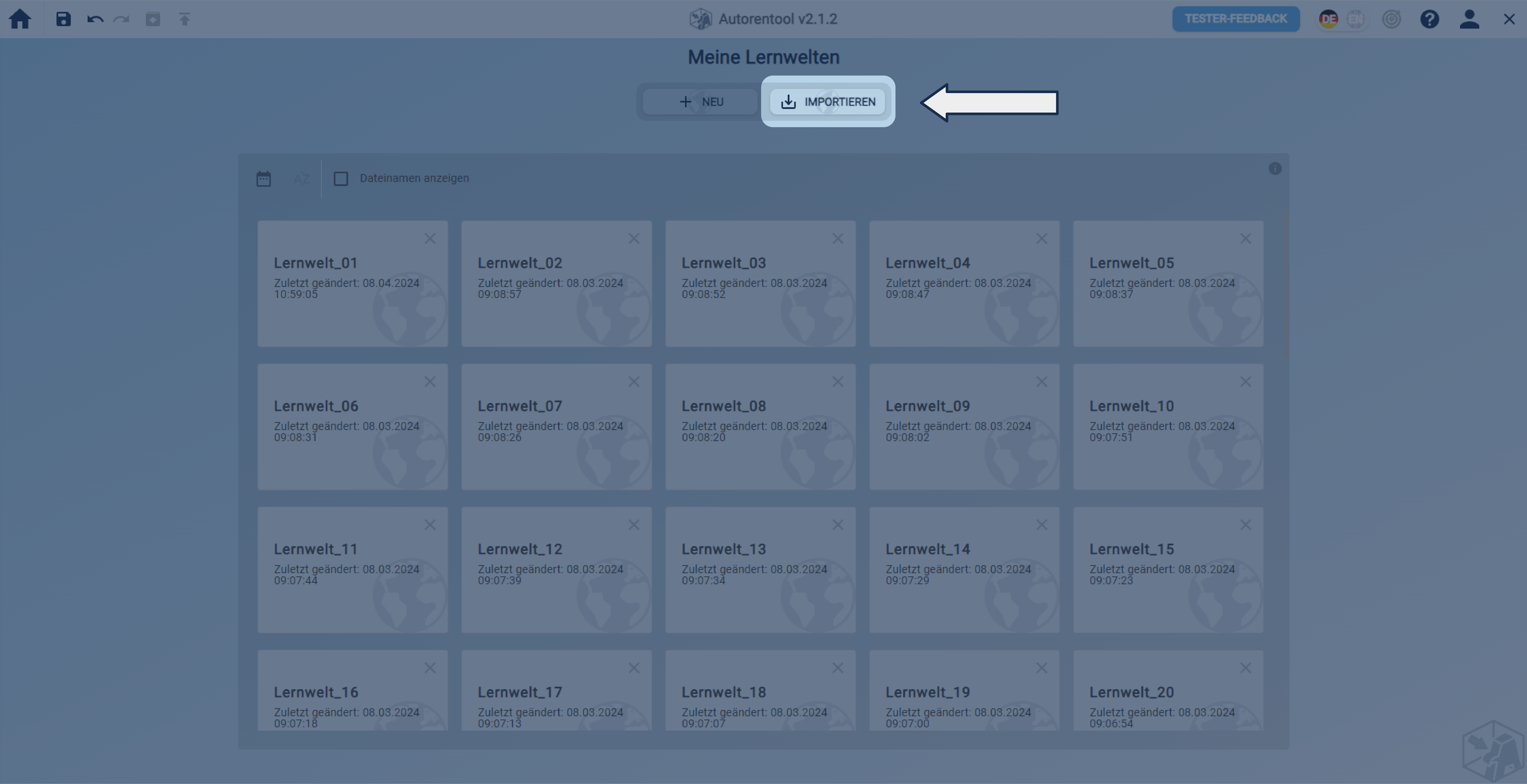 LernweltImportierenButtonCallout LernweltImportierenButtonCallout