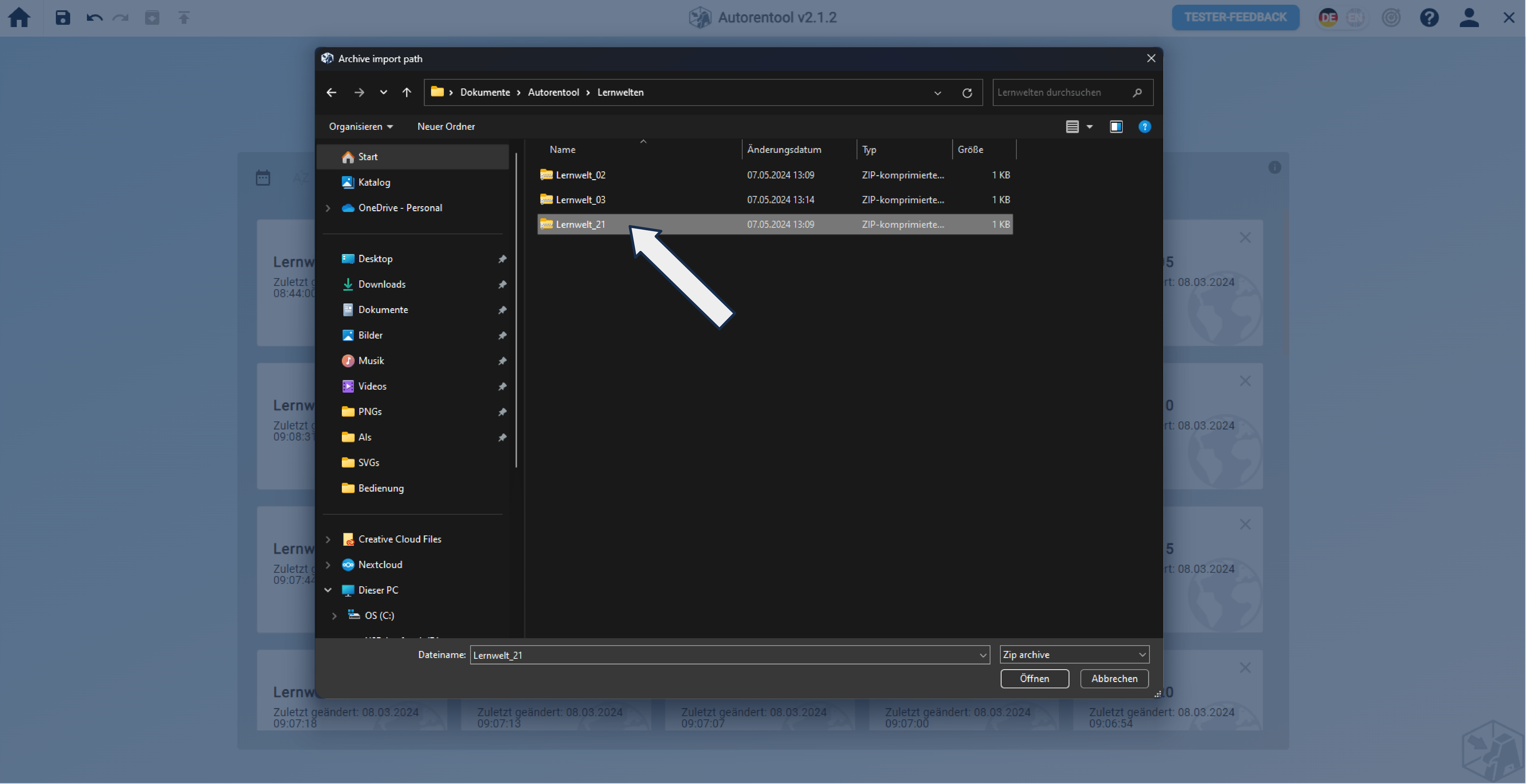 LernweltImportierenDateipfadCallout LernweltImportierenDateipfadCallout