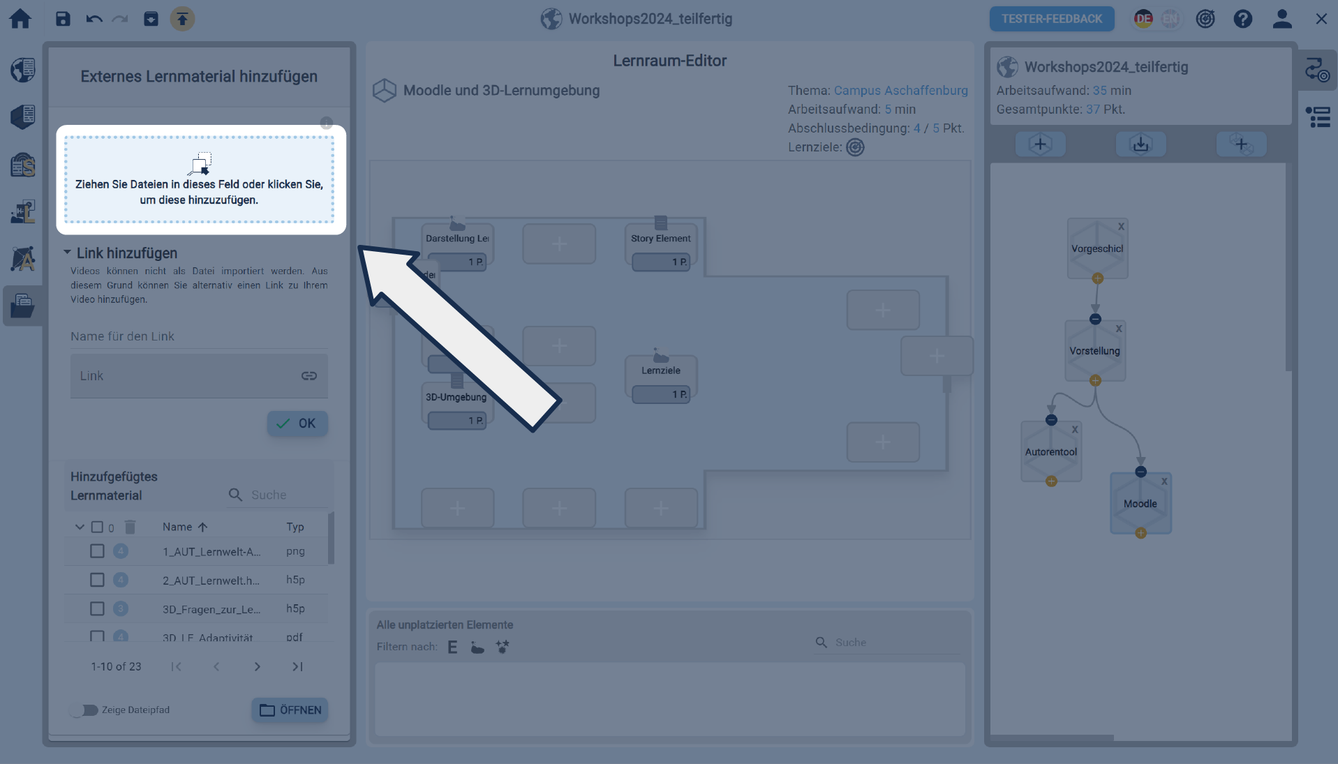 Externes Lernmaterial Dropzone Externes Lernmaterial Dropzone