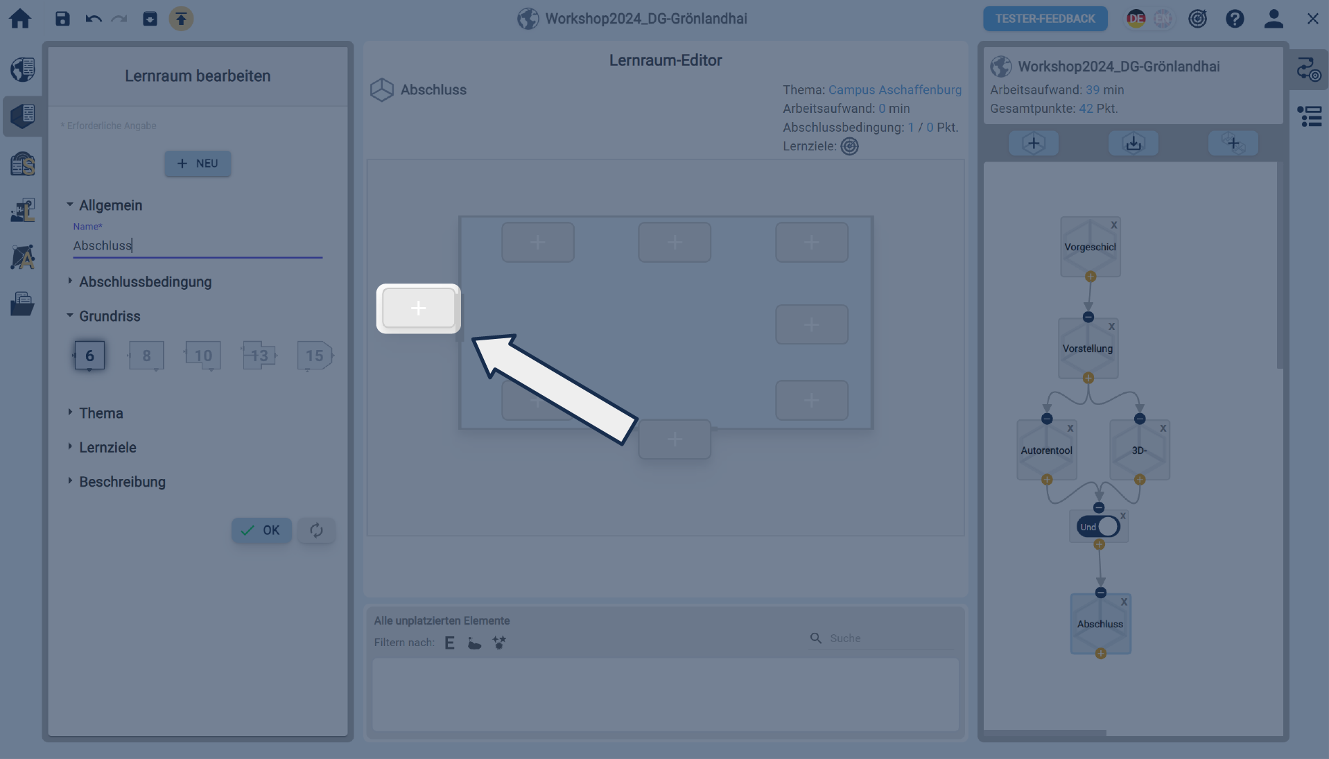 Hervorgehobener Storyelement Slot im Lernraum Editor Hervorgehobener Storyelement Slot im Lernraum Editor
