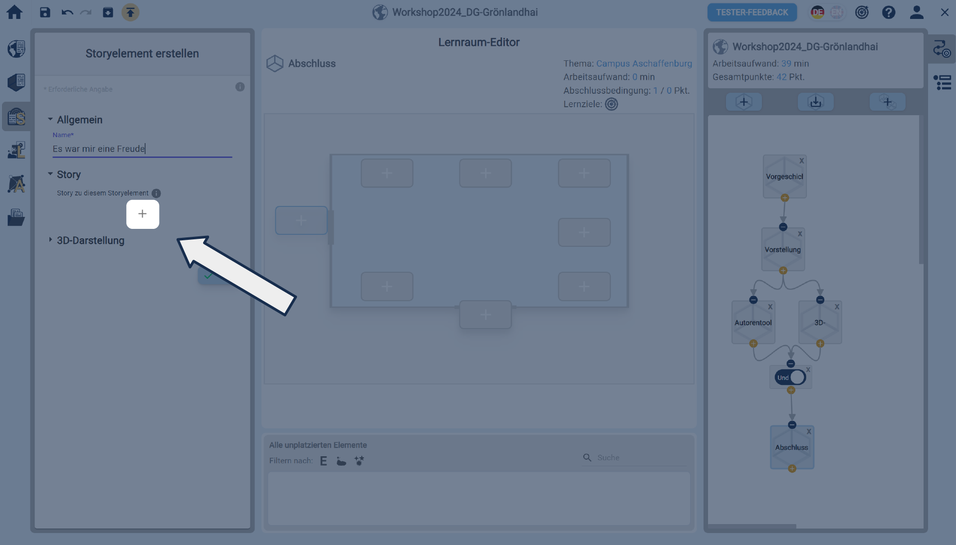 Hervorgehobener Plus-Button zum Erstellen eines Story-Textes Hervorgehobener Plus-Button zum Erstellen eines Story-Textes