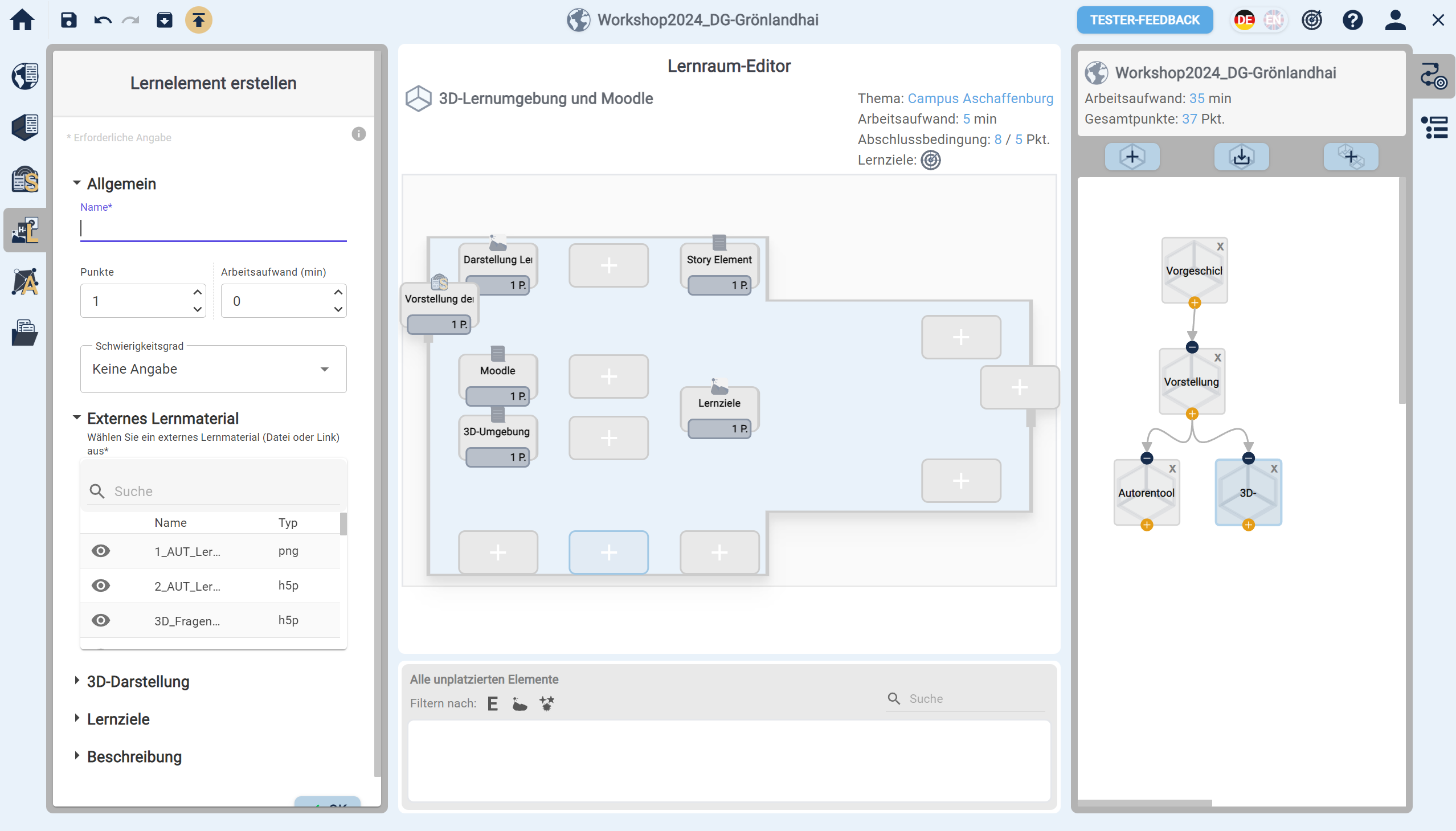 Geöffneter Dialog Lernelement erstellen Geöffneter Dialog Lernelement erstellen