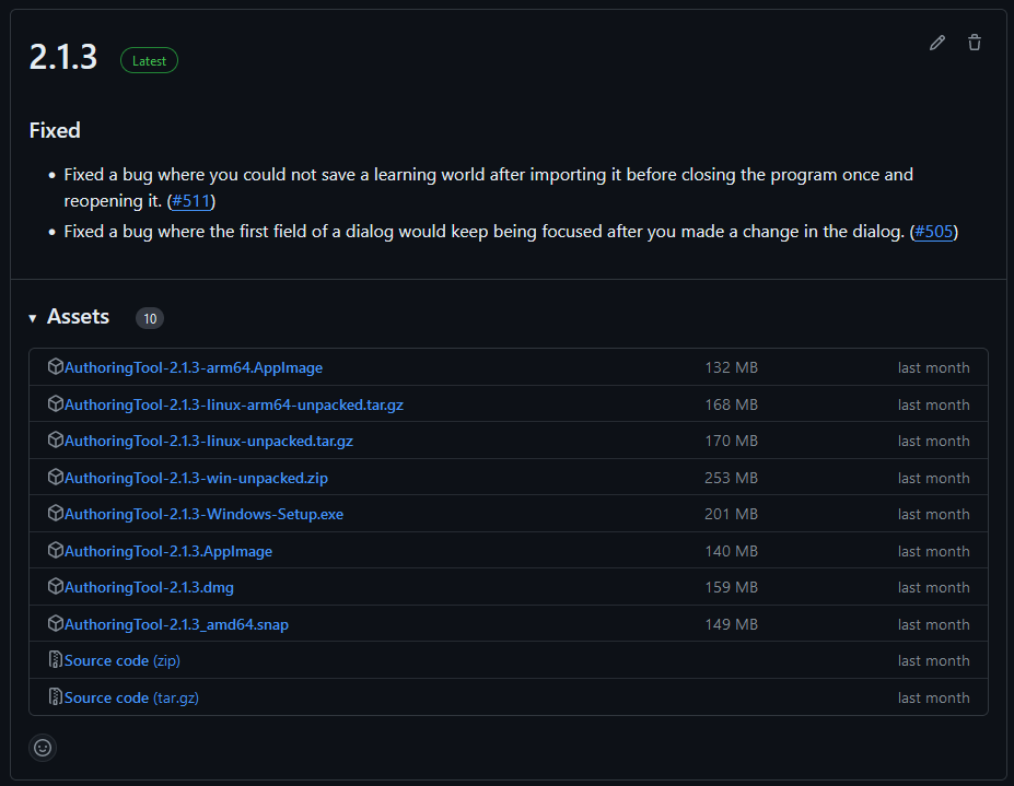 Example list of authoring tool downloads Example list of authoring tool downloads