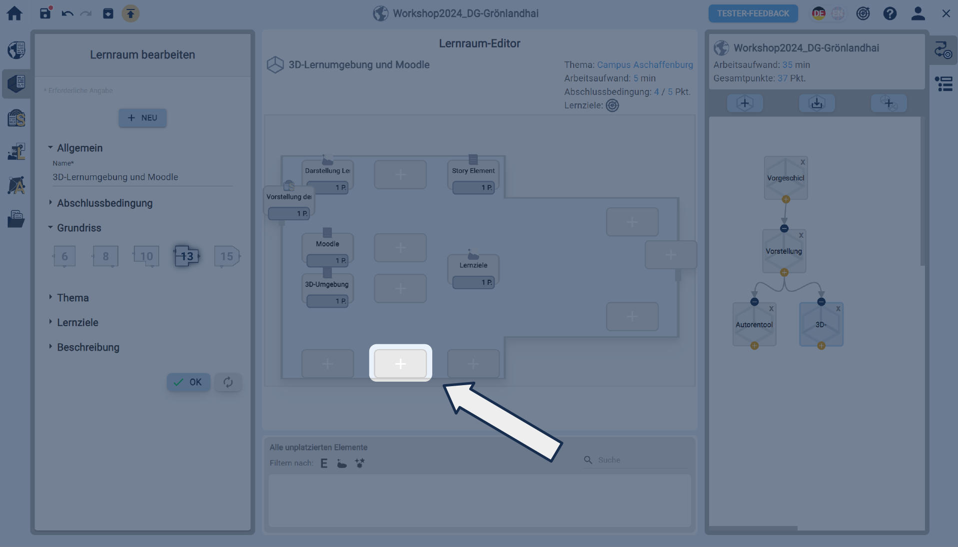 Markierter Lernelement Slot des ersten hinzuzufügenden Lernelements Markierter Lernelement Slot des ersten hinzuzufügenden Lernelements