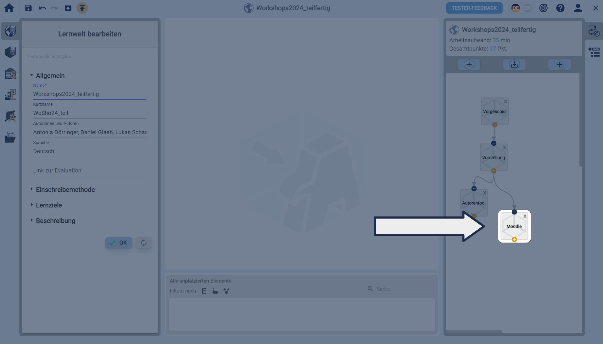 Hervorhebung des anzuklickenden Lernraums in der Lernpfadansicht Hervorhebung des anzuklickenden Lernraums in der Lernpfadansicht