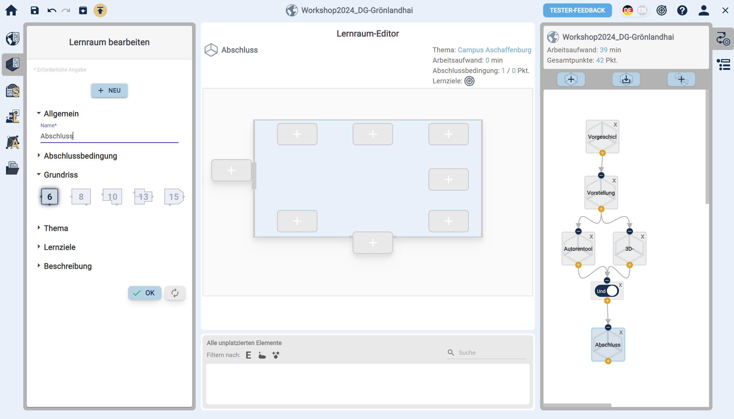 Leerer, neu erstellter Lernraum Leerer, neu erstellter Lernraum