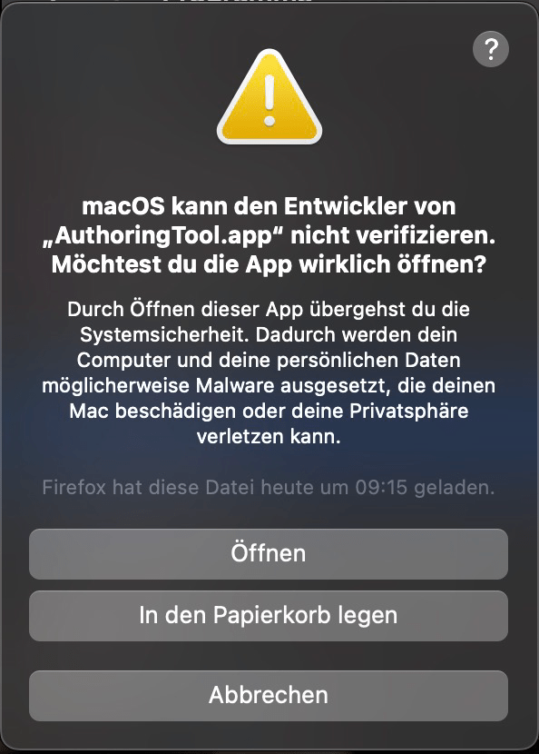 Warning window Warning window